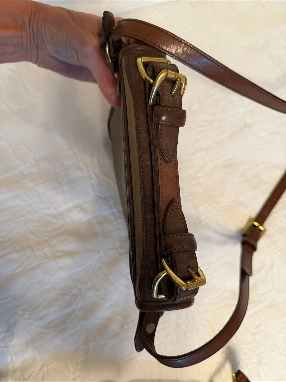 Dooney & Bourke Brown and Taupe Leather Crossbody Bag - Picture 9 of 9